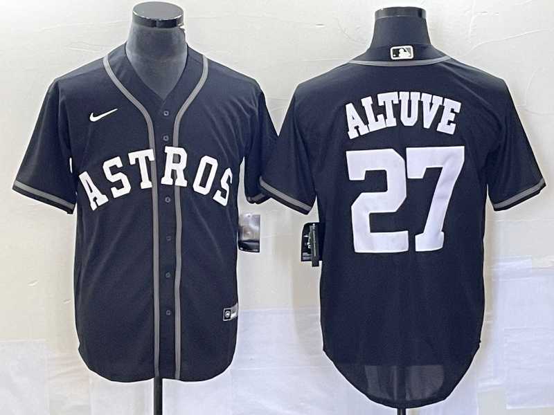 Mens Houston Astros #27 Jose Altuve Black Cool Base Stitched Baseball Jersey->houston astros->MLB Jersey